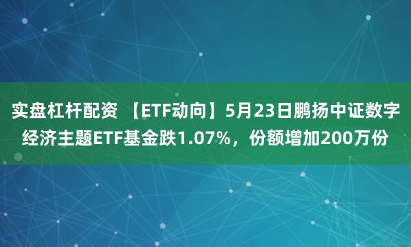 实盘杠杆配资 【ETF动向】5月23日鹏扬中证数字经济主题ETF基金跌1.07%，份额增加200万份